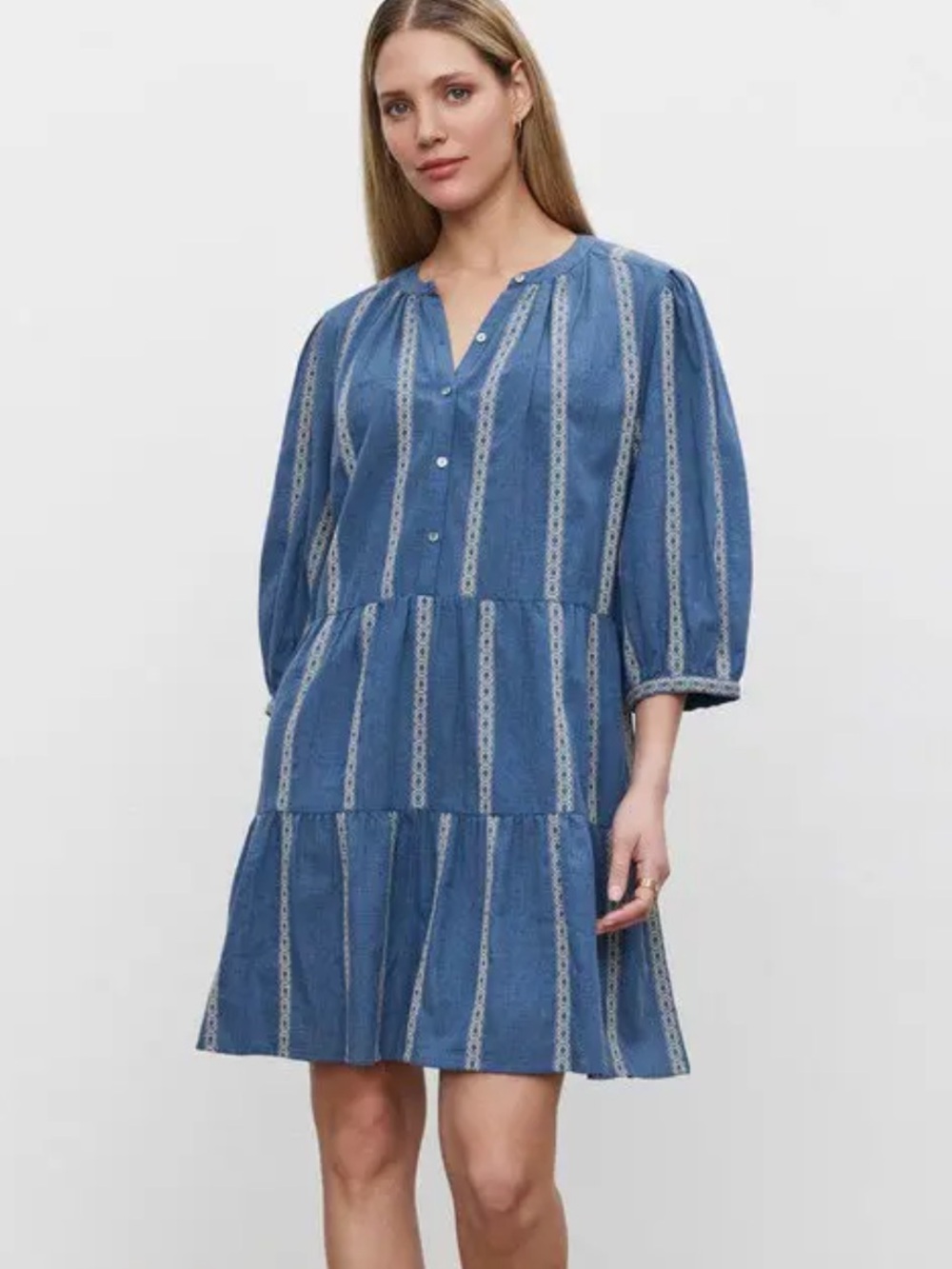 Velvet By Graham & Spencer Kaitlyn‎ Jacquard Cotton Blend Minidress Size Medium